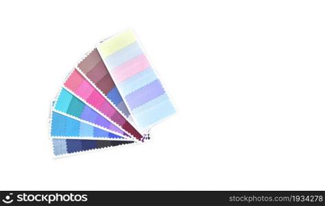 Textile color charts with horizontal copy space on white background