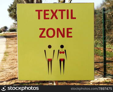 textile zone - end of nude zone,