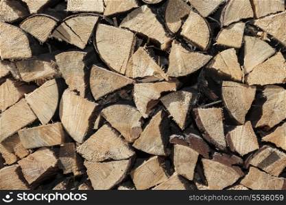 texture and background concept - stacked firewood