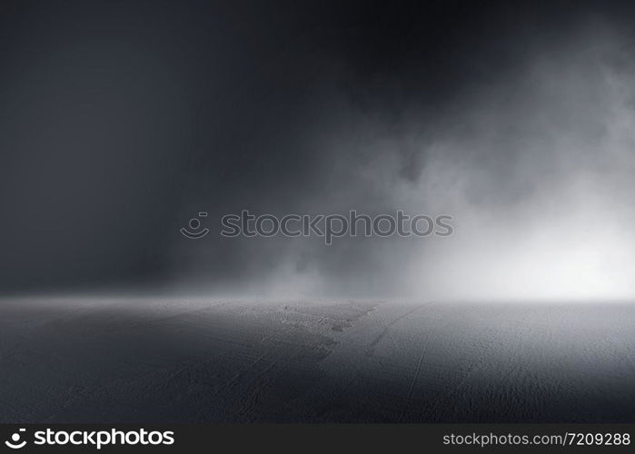 Texture dark concrete floor with mist or fog