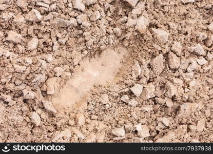 texture. footprint on cracked sand. soil cover