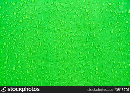 Texture of a green tent fabric with water droplets
