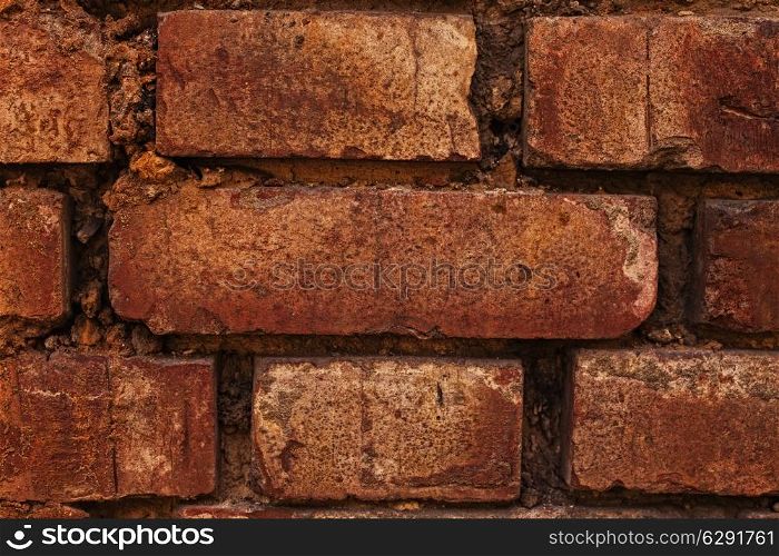 texture of a old brick wall close up