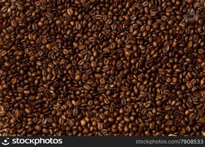 Texture of black roasted coffee beans