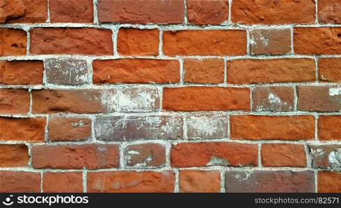 Texture of close-up ancient brick wall