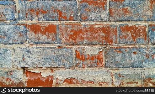 Texture of close-up old brick wall