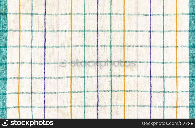 Texture of cotton fabric with vertical and horizontal stripes of different colors