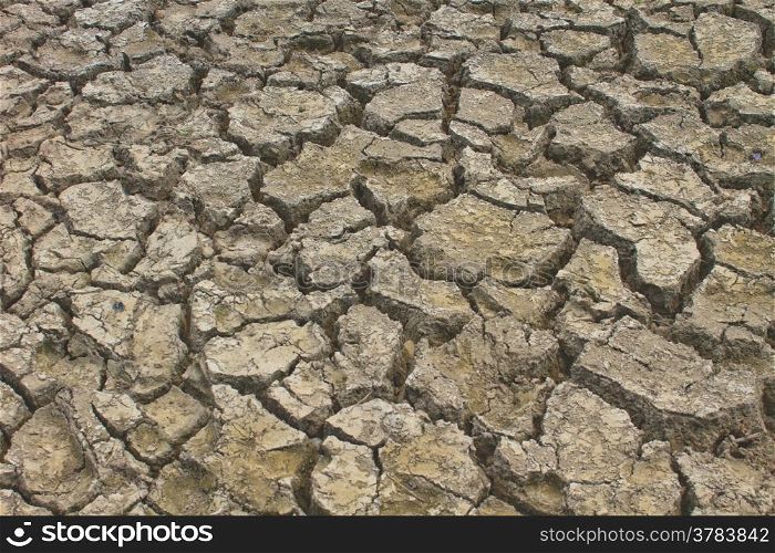 Texture of cracked soil ground in a dry season