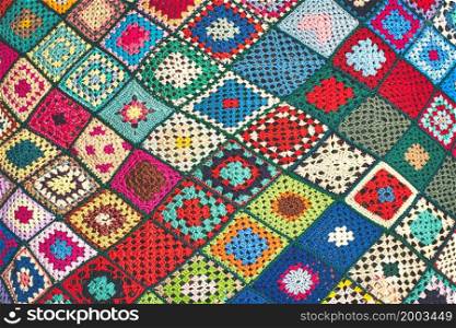 Texture of crochet checkered fabric