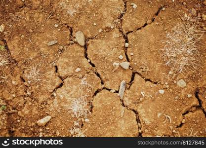 texture of dry cracked soil close up