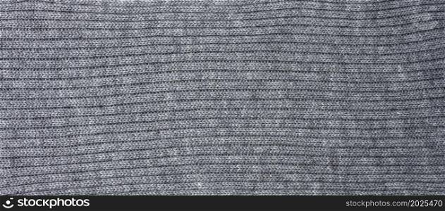 texture of gray knitted woolen cloth, full frame