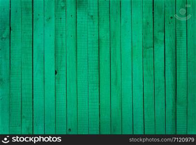 Texture of green painted wooden boards background