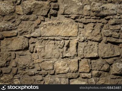 Texture of old brown stones wall surface