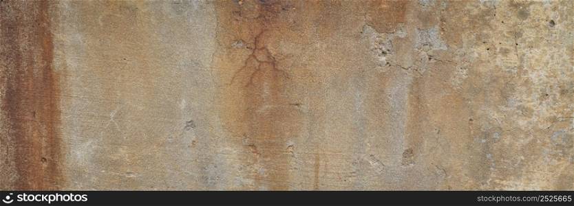 texture of old gray and orange grunge concrete wall for background, panoramic web banner