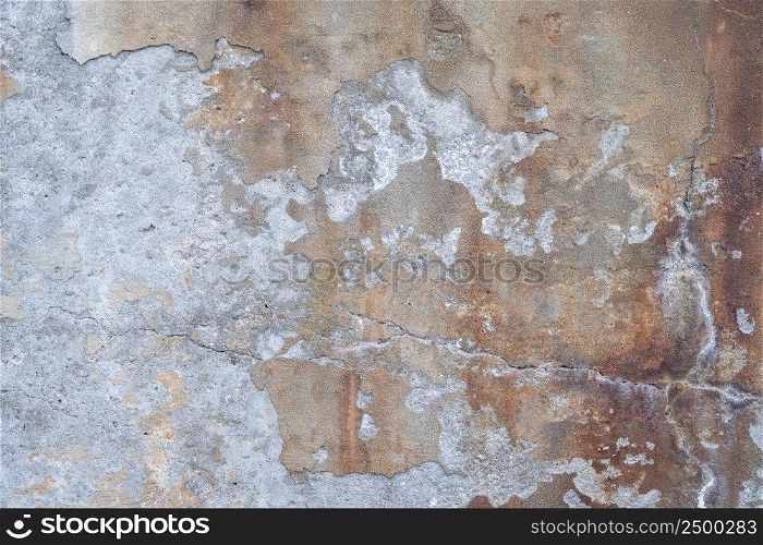 texture of old gray grunge concrete wall with plaster remains for background
