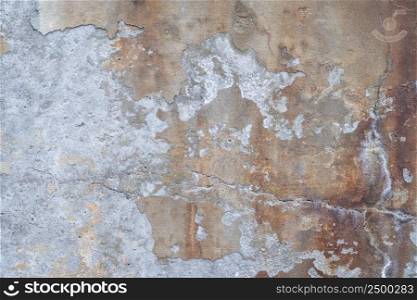 texture of old gray grunge concrete wall with plaster remains for background