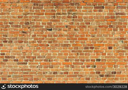 Texture of old red brick wall surface. Old brown brick wall background