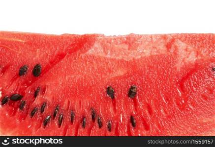 texture of red ripe watermelon with brown seeds, copy space, close up