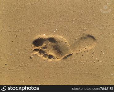 Texture of sand with footprint