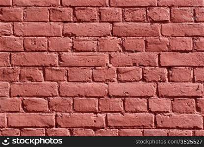 Texture of wall made of bricks painted red