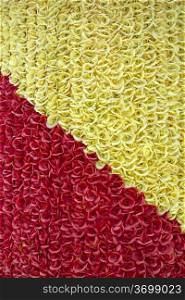 Texture of yellow and red flowers background