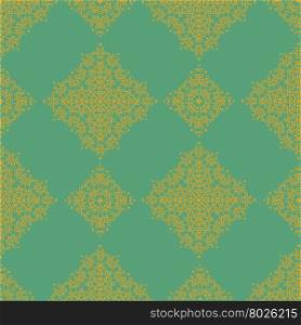 Texture on Green. Element for Design. Ornamental Backdrop. Pattern Fill. Ornate Floral Decor for Wallpaper. Traditional Decor on Background. Texture on Green. Element for Design.