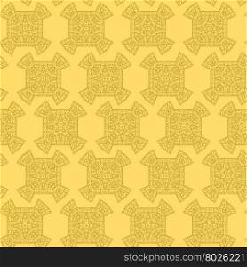 Texture on Yellow. Element for Design. Ornamental Backdrop. Pattern Fill. Ornate Floral Decor for Wallpaper. Traditional Decor on Background. Texture on Yellow. Element for Design