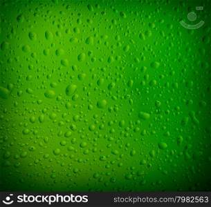 Texture water drops on the bottle of beer. Beer background