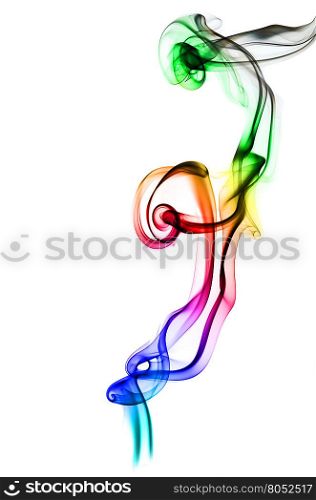 textured of colorful incense smoke on white background