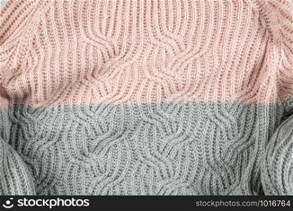 textured sweater with empty space for text. the view from the top. flat lay