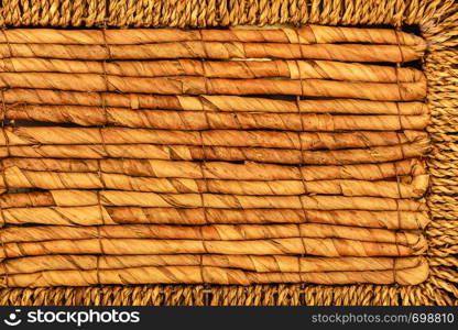 Textures and patterns close up concept. Detailed closeup of brown wicker texture pattern. Detailed closeup of wicker texture pattern