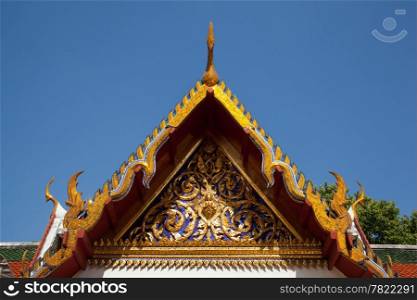 Thai architecture of Wat Thai temple roof design that is unique.