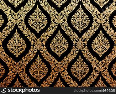 Thai art element gold Ethnic Art wall painting capture from Temple wall - mostly use with mural painting and royal arts