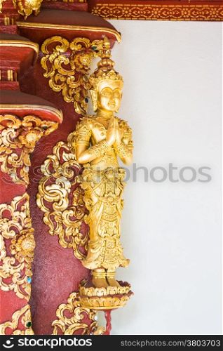 Thai art style on wall in temple Chiang Rai, Thailand