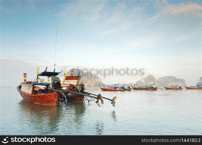 Thai boat used as a vehicle for finding fish in the sea.