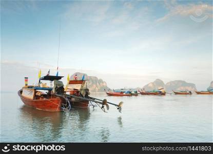 Thai boat used as a vehicle for finding fish in the sea.