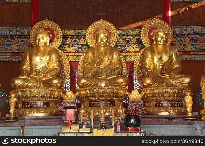Thai China Buddha Image statue in dragon monastery temple wat in Bangkok Thailand