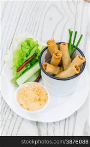 Thai Chinese Traditional deep Fried Spring rolls food
