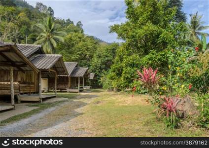 Thai countryside hut with the garden in Nakhon Si Thammarat, Thailand