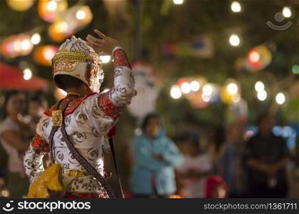 "Thai Cultural Show Hanuman "Khon-Thai classical masked ballet , Thailand. Ramayana Story""