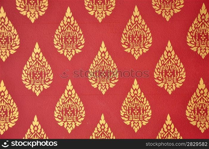 Thai floral pattern design on wall