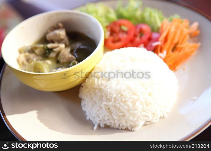 Thai food beef curry with rice