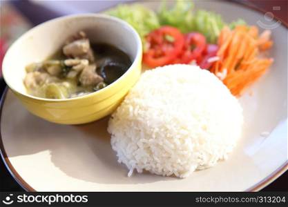 Thai food beef curry with rice