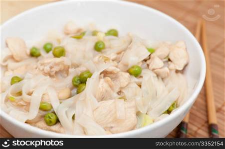 Thai Food - Chicken Meat With Rice Noodles, Peas and Cashew nuts