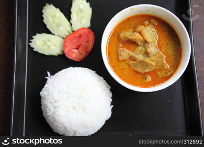 Thai food mussaman curry with rice