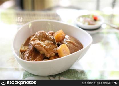 Thai food mussaman curry with rice