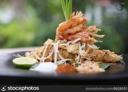 Thai food pad thai local food fried noodle with shrimp