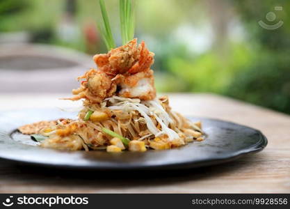 Thai food pad thai local food fried noodle with shrimp