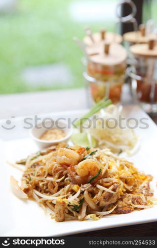 Thai food padthai fried noodle with shrimp