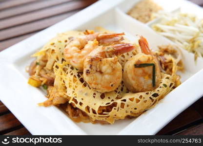 Thai food padthai fried noodle with shrimp